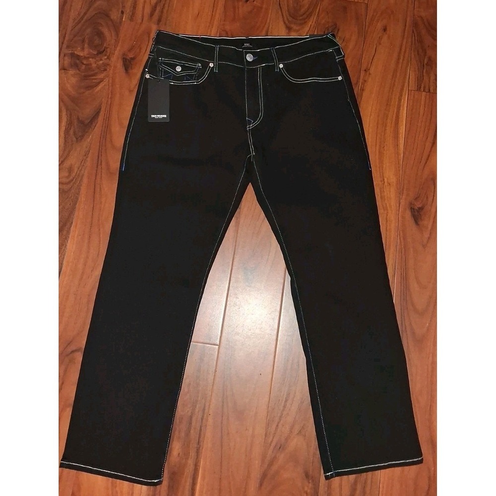 Men's  True Religion Ricky Relaxed 36x34 Back Flap Pockets Black NWT
